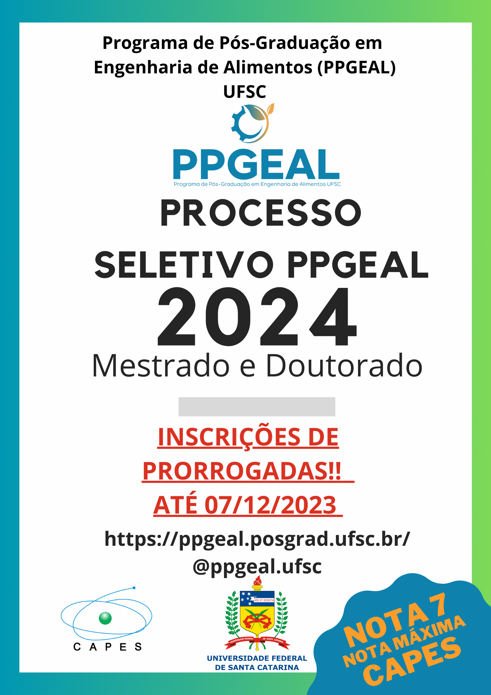 Processo Seletivo 2024/1 – Mestrado e Doutorado - Programa de Pós-Graduação  em Ciência Animal